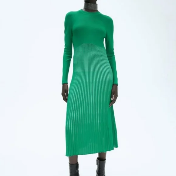 NWT ZARA | Pleated Midi Dress - Picture 8 of 10